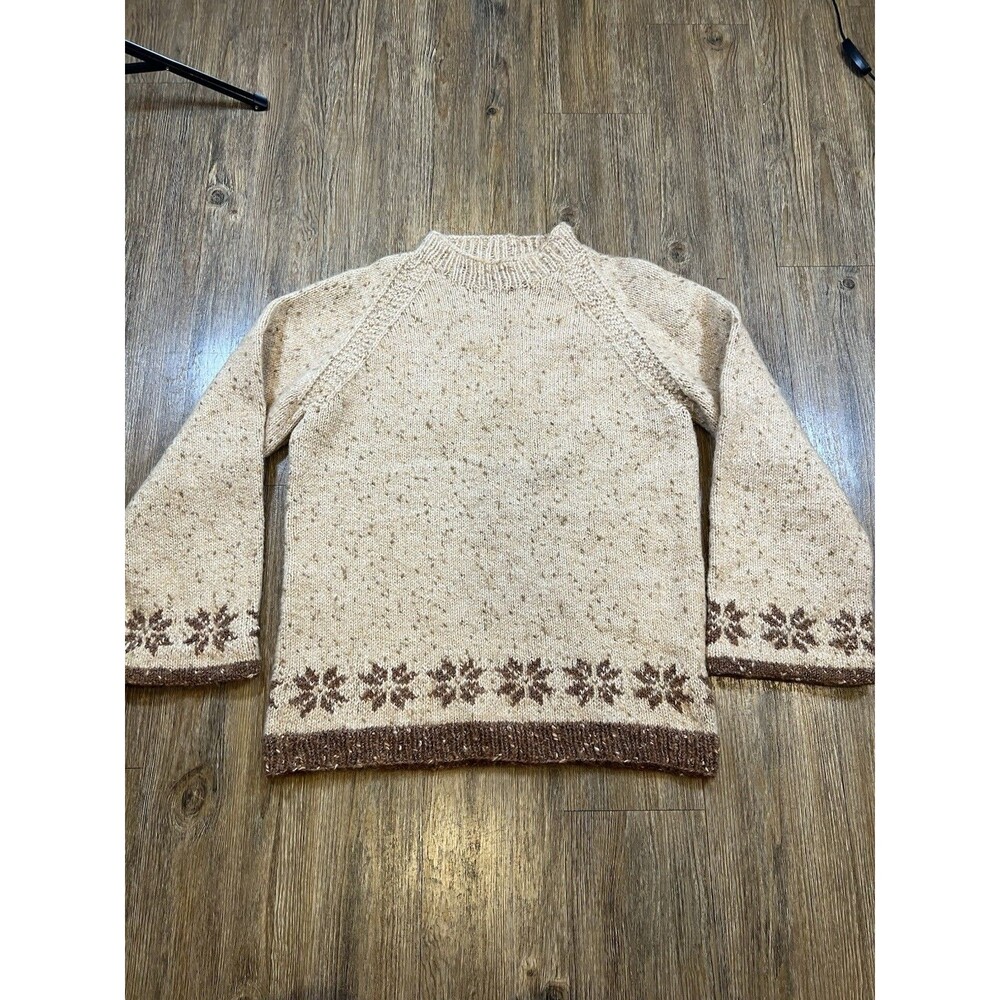Fair Isle Nordic Sweater Large Wool Handknit Cozy Cottage Fisherman